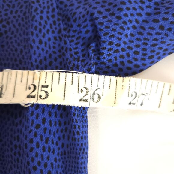 Chico's Design 3 Womens 16 Blue Animal Print Roll Tab Sheer Button Down Blouse - Picture 5 of 7